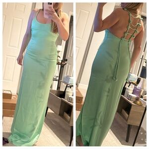 Alexis satin maxi dress mint green